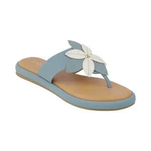 Women’s Floral Thong Flats | Slip-On Mules with Large Flower | Summer Casual