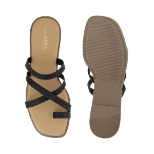 Women’s Minimal Slip-On Flats | Thin Strap Slides with Toe Loop | Casual Wear