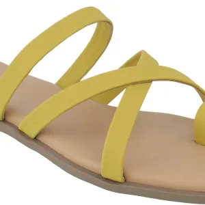 Women’s Minimal Slip-On Flats | Thin Strap Slides with Toe Loop | Casual Wear