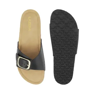 Women’s Comfort Cork Slides | Adjustable Slip-On Sandals with Gold Buckle Accent