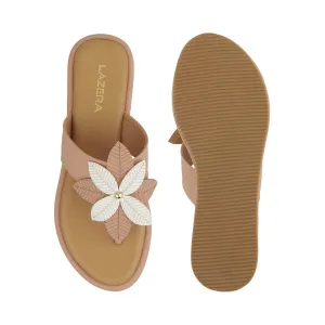 Women’s Floral Thong Flats | Slip-On Mules with Large Flower | Summer Casual
