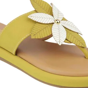 Women’s Floral Thong Flats | Slip-On Mules with Large Flower | Summer Casual