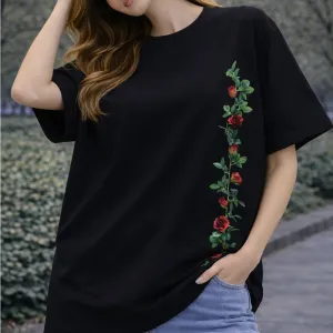 FLOWER GRAPHIC PRINTED OVERSIZED T-SHIRT