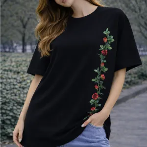 FLOWER GRAPHIC PRINTED OVERSIZED T-SHIRT