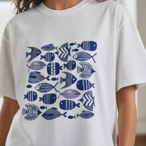 BLUE FISH GRAPHIC PRINTED OVERSIZED TEE