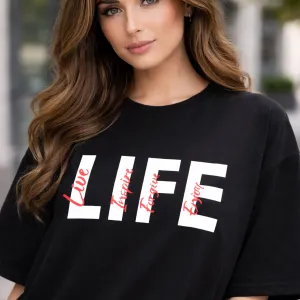 LIFE GRAPHIC PRINTED OVERSIZED TEE