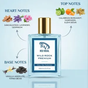 Red Vocal Wild Rock Premium Perfume Eau De Toilette for Men – 100ml Bold, Fresh & Long-Lasting Set of 2 Fragrance