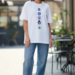 EVIL EYE GRAPHIC PRINTED OVERSIZE T-SHIRT