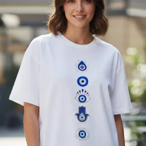 EVIL EYE GRAPHIC PRINTED OVERSIZE T-SHIR...