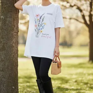 FLOWER PRINTED OVERSIZED T-SHIRT