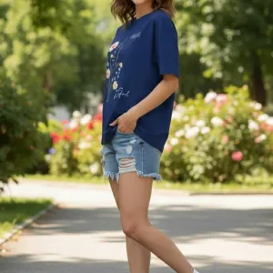 FLOWER PRINTED OVERSIZED T-SHIRT