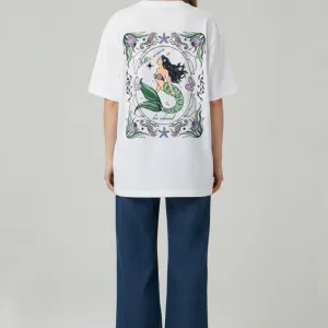 MERMAID GRAPHIC PRINTED OVERSIZED T-SHIRT