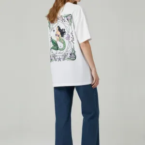 MERMAID GRAPHIC PRINTED OVERSIZED T-SHIRT