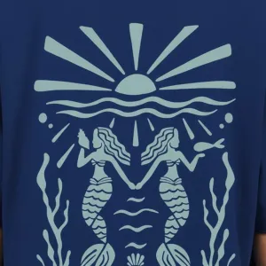 TWIN MERMAID GRAPHIC PRINTED OVERSIZED T-SHIRT