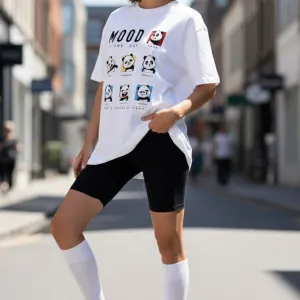 PANDASTIC MOOD GRAPHIC PRINTED OVERSIZED T-SHIRT