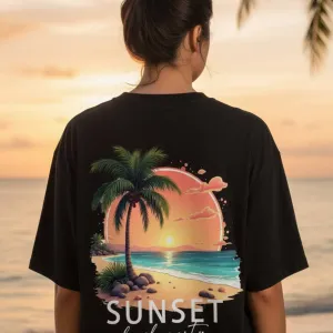 SUNSET GRAPHIC PRINTED OVERSIZED T-SHIRT