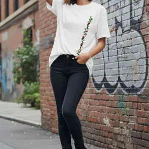 FLOWER GRAPHIC PRINTED OVERSIZED T-SHIRT