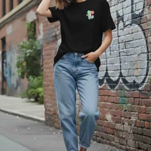LITTLE FLOWER GRAPHIC PRINTED OVERSIZED T-SHIRT