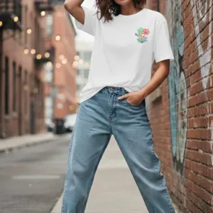 LITTLE FLOWER GRAPHIC PRINTED OVERSIZED T-SHIRT