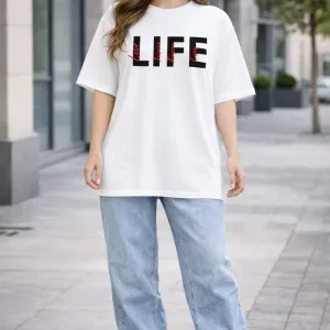 LIFE GRAPHIC PRINTED OVERSIZED TEE
