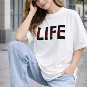 LIFE GRAPHIC PRINTED OVERSIZED TEE