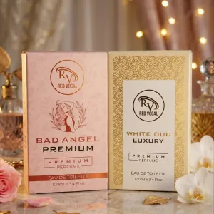 Red Vocal Bad Angel For Women & White Oud Luxury Premium Perfume Set for Unisex | Long-Lasting Eau De Toilette | Women & Unisex | 2 × 100ml Combo