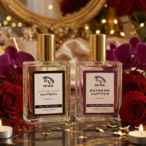 Red Vocal White Oud Saffron For Unisex & Extreme Jupiter Premium Perfume Set For Women | Long-Lasting Eau De Toilette | 2 x 50ml