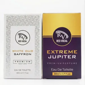Red Vocal White Oud Saffron For Unisex & Extreme Jupiter Premium Perfume Set For Women | Long-Lasting Eau De Toilette | 2 x 50ml