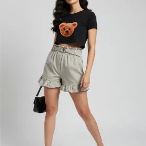 TEDDY GRAPHIC PRINTED CROP TEE