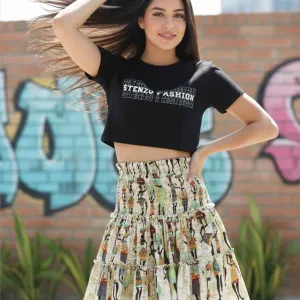 STENZO FASHION GRAPHIC PRINTED CROP TEE
