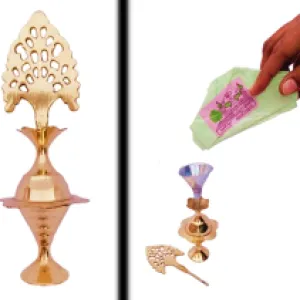 Brass Surmedani With Funnel/Kuppi And Surma Use In Eye's Makeup [Size-9-cm] Pack Of-1 Funnel, 2 Surma Packed, 1 Brass Surmedani