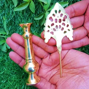 Brass Surmedani With Funnel/Kuppi And Surma Use In Eye's Makeup [Size11-cm] Pack Of-1 Funnel, 2 Surma Packed,1 Brass Surmedani