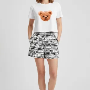 TEDDY GRAPHIC PRINTED CROP TEE