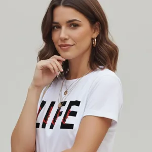 LETTER PRINTED CROP T-SHIRT