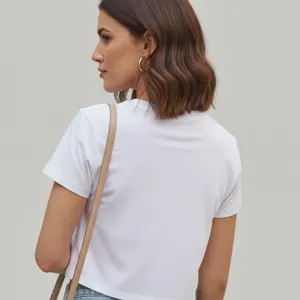 LETTER PRINTED CROP T-SHIRT