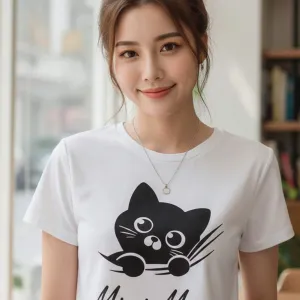 CAT GRAPHIC PRINTED CROP TEE