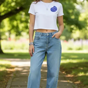 SHELL GRAPHIC PRINTED CROP TEE