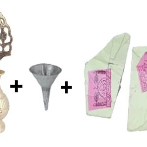 Brass Surmedani With Funnel/Kuppi And Surma Use In Eye's Makeup [Size-13-cm] Pack Of-1 Funnel, 2 Surma Packed,1 Brass Surmedani