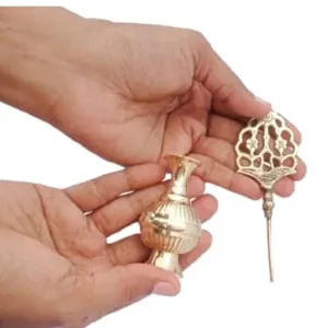 Brass Surmedani With Funnel/Kuppi And Surma Use In Eye's Makeup [Size-13-cm] Pack Of-1 Funnel, 2 Surma Packed,1 Brass Surmedani