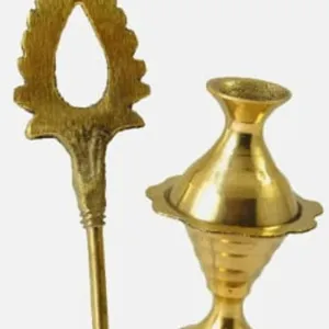 Brass Surmedani With Funnel/Kuppi And Surma Use In Eye's Makeup [Size-10-cm] Pack Of-1 Funnel, 2 Surma Packed,1 Brass Surmedani