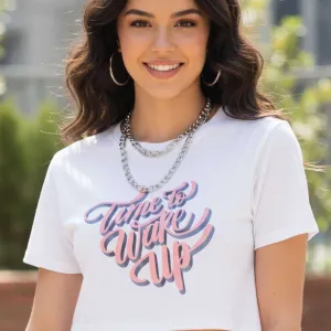 PINK ON STATEMENT CROP TEE