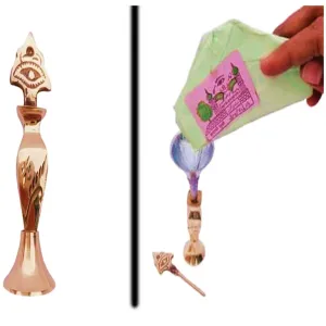 Brass Surmedani With Funnel/Kuppi And Surma Use In Eye's Makeup [Size-10-cm] Pack Of-1 Funnel, 2 Surma Packed, 1 Brass Surmedani