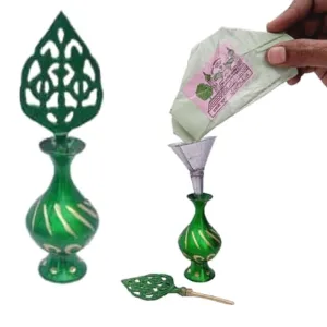 Brass Surmedani With Funnel/Kuppi And Surma Use In Eye's Makeup [Size-13-cm] Pack Of-1 Funnel, 2 Surma Packed, 1 Brass Surmedani