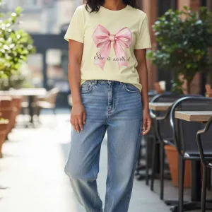 BOW GRAPHIC PRINTED REGULAR T-SHIRT