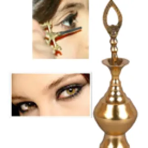 Brass Surmedani With Funnel/Kuppi And Surma Use In Eye's Makeup [Size-13-cm] Pack Of-1 Funnel, 2 Surma Packed, 1 Brass Surmedani