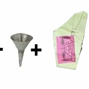 Brass Surmedani With Funnel/Kuppi And Surma Use In Eye's Makeup [Size-8-cm] Pack Of-1 Funnel, 2 Surma Packed,1 Brass Surmedani