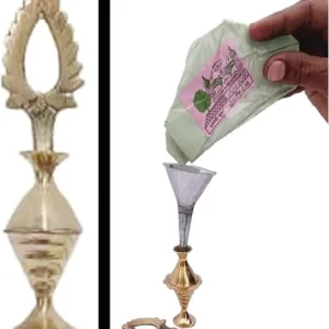 Brass Surmedani With Funnel/Kuppi And Surma Use In Eye's Makeup [Size-10-cm] Pack Of-1 Funnel, 2 Surma Packed, 1 Brass Surmedani