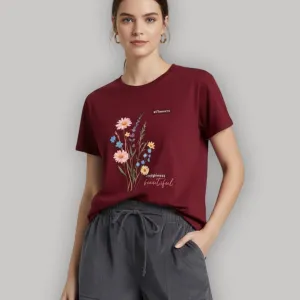 FLOWER GRAPHIC PRINTED REGULAR T-SHIRT