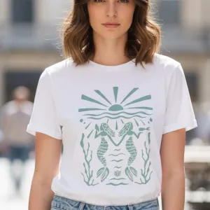 TWIN MERMAID GRAPHIC PRINTED T-SHIRT