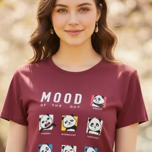 PANDA'S MOOD PRINTED REGULAR T-SHIRT